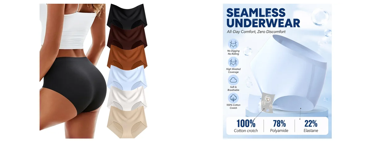 6 Pack Womens Underwear Seamless Sexy Full images