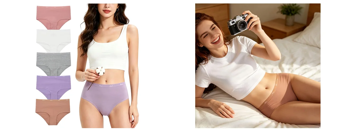 Cotton High Waisted Underwear for Women - images