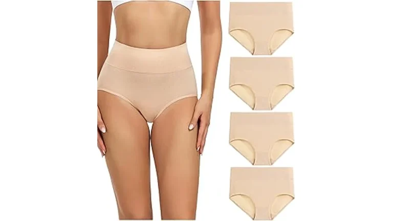 The image shows a selection of comfortable, high-waisted panties offering full coverage, ideal for various sizes.