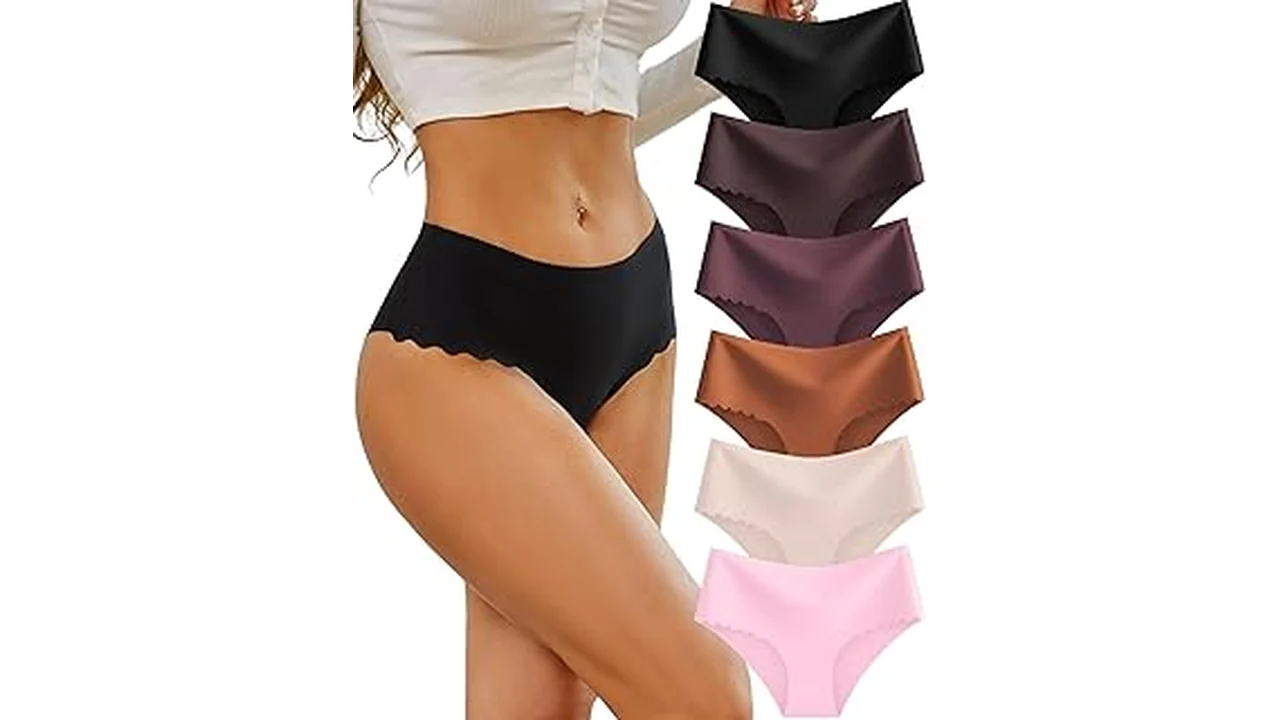 The image shows various comfortable, seamless panties chosen as the top 5 best options for wearing under leggings.