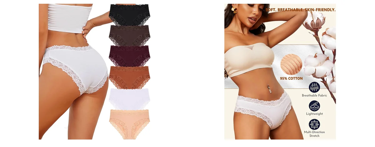 Knowyou Cotton Underwear for Women Cheeky Bikini images