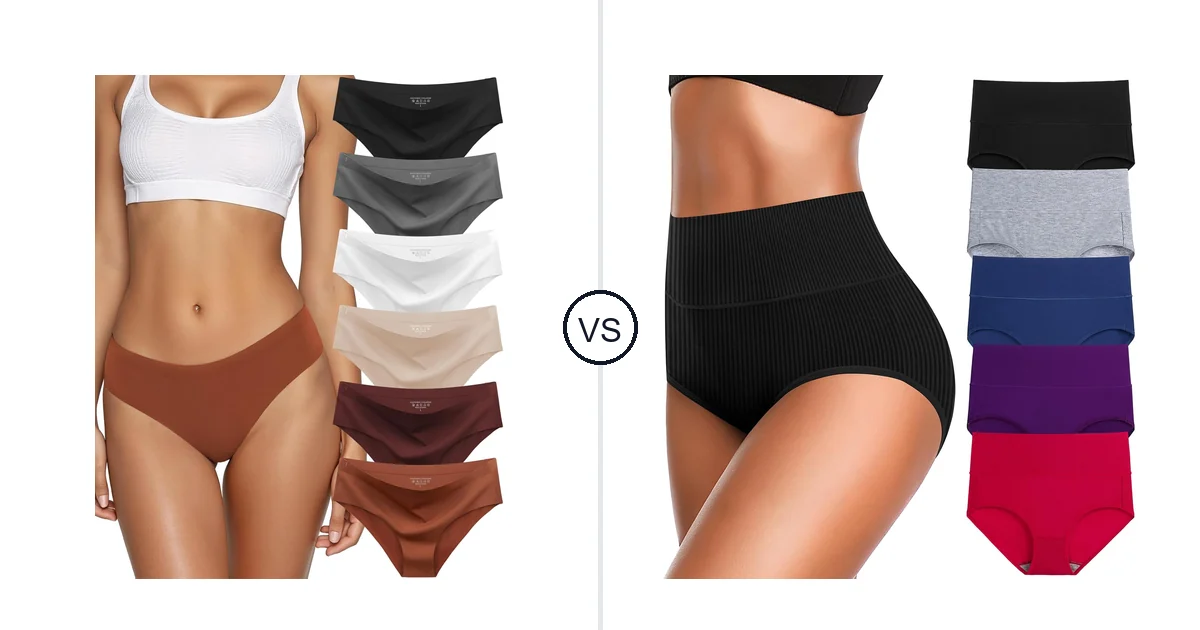 Comparison of Seamless Underwear for Women No Show Hipster and Women's High Waist Cotton Underwear Super Stretchy