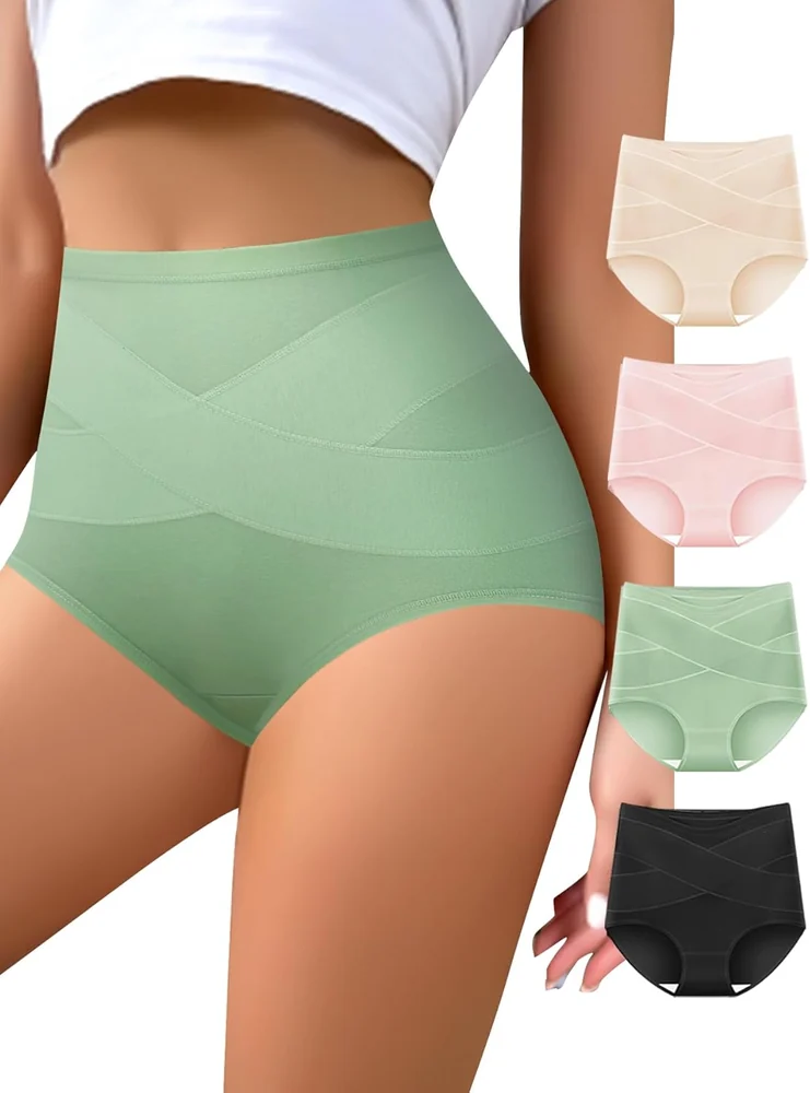 Womens Underwear Cotton Tummy Control High Waisted