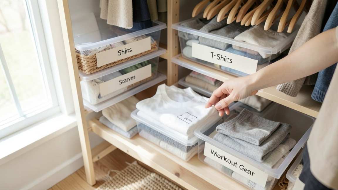 How to Set Up a Labeled Bin System for Your Closet